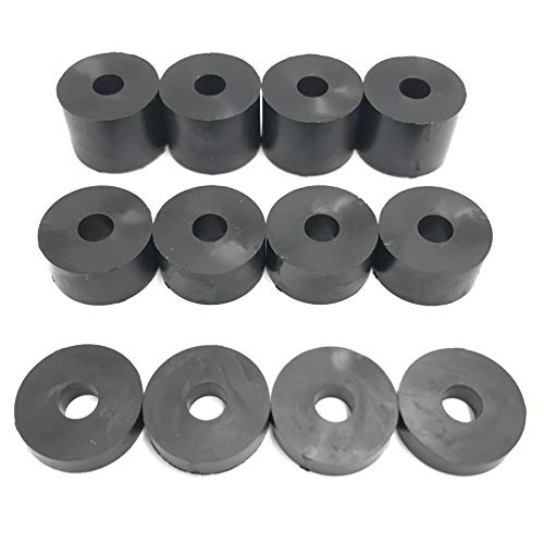 Hawkeng 6 mm (M6) mittelgroße Gummi-Abstandshalter Shore A 69 (12 Stück) 4 x 15 mm, 4 x 10 mm, 2 x 5 mm, Schwarz von hawkeng