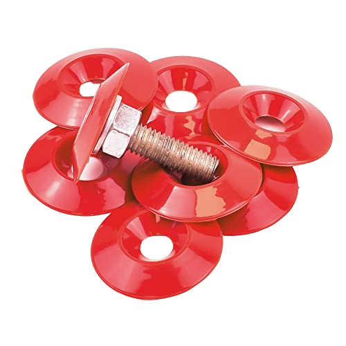 Hawkeng 8 mm (M8) Senkkopf-Unterlegscheiben aus Nylon, rot, 50 Stück von hawkeng