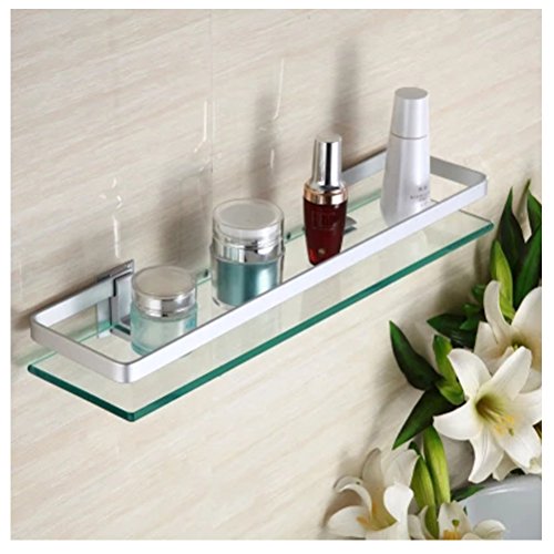 hblife Aluminium Badezimmer Kosmetik Regal rechteckig Glas Dicke Glasablage Dusche Regale Wandmontierte Küche Lagerung Regal Rechteck (1) von hblife