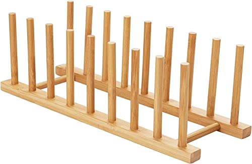 hblife 1 Stück Tellerhalter Bambus Tellerständer Holz Abtropfgestell Bambusregal Küche Holz Bambus für Aufbewahrung Plateholder von hblife