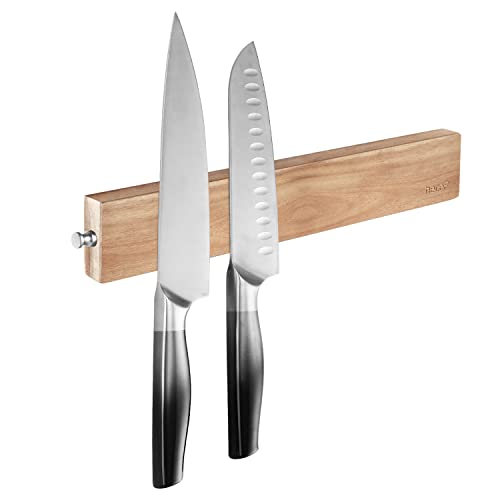 Hecef 12 Zoll (30cm) Magnetischer Messerhalter, Starker Magnet Messerhalter, Akazie Holzmesserhalter für die Lagerung aller Arten von Gegenständen aus Metall von hecef