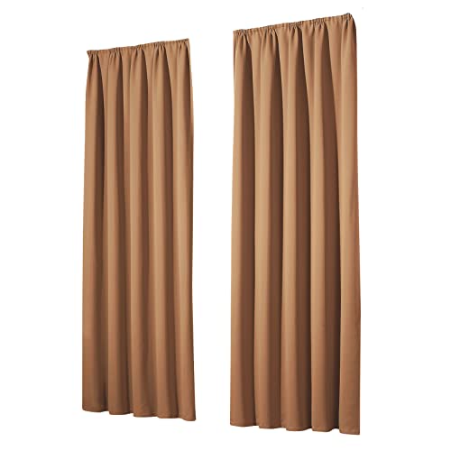 heimtexland Vorhang Blickdicht Thermovorhang Verdunklungsvorhänge 2er Set Kräuselband Deko Gardine isolierend Kälteschutz Sonnenschutz Ökotex Fensterdeko Typ139 Camel braun HxB 245x135 cm von heimtexland