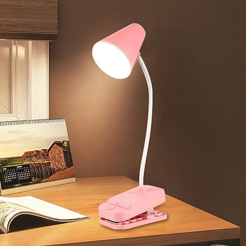 Leselampe kinder,Buchlampe led leselampe,Rosa,Tischleuchte mit USB-Ladeanschluss, Stehend,Clip-on,Dual-Akku USB,360°schwenkbarer Schlauch,Led leselampe bett,Buch leselampe zum anklemmen,Leselampe bett von hepan block