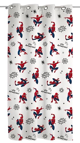 Spiderman, Vorhang mit Ringen, Vorhang für Kinderzimmer, Vorhang für Innenräume, 140 x 290 cm, Disney, offizielles Produkt, Einzelpaneel von hermet