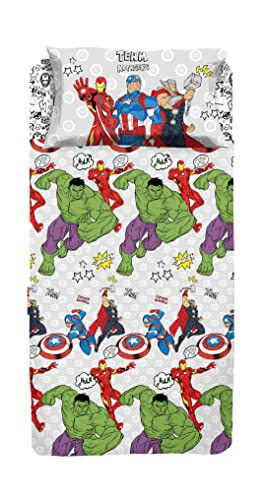 hermet Avengers/Bettwäsche-Set für Einzelbett, 100% Baumwolle, Marvel/Disney, offizielles Produkt von hermet