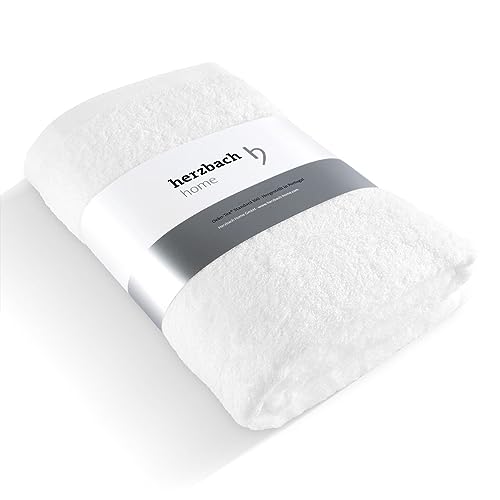 herzbach home Premium Badetuch 100 x 150 cm (weiß) – Großes, weiches & saugstarkes Badehandtuch in Bester Qualität – 100% natürliche Baumwolle von herzbach home