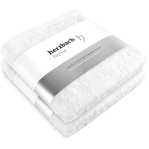 herzbach home Premium Handtücher 50 x 100 cm 2er-Set (Weiss) – Hochwertige, weiche & saugstarke Handtücher in Bester Qualität – 100% natürliche Baumwolle von herzbach home