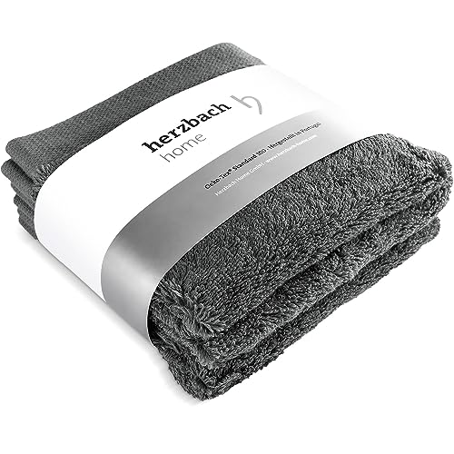 herzbach home Seiftuch 3er Set 30 x 30 cm – Hochwertige, weiche & saugstarke Mini-Handtücher in Premium-Qualität – 100% natürliche Baumwolle (Anthrazit) von herzbach home