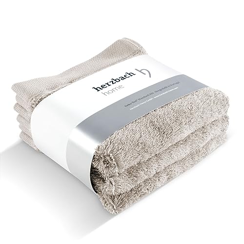 herzbach home Seiftuch 3er Set 30 x 30 cm – Hochwertige, weiche & saugstarke Mini-Handtücher in Premium-Qualität – 100% natürliche Baumwolle (Sandgrau) von herzbach home