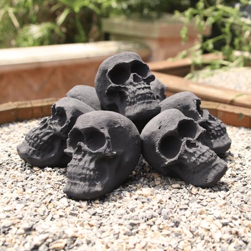 heyfurni Totenkopf Holzscheit, Schädelholz Set für bioethanol tischkamin, tischkamin Ethanol, Kamine drinnen und draußen, Halloween Dekoration (7 Stück Schädel. - 7cm) von heyfurni