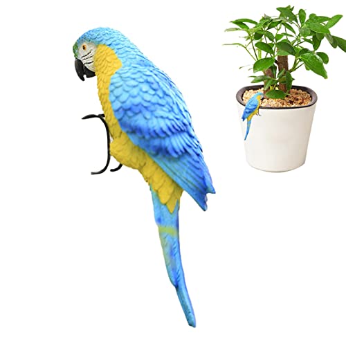 higyee Papagei Statue | Harz Papagei Skulptur | Realistische Vogelskulpturen Garten Patio Hof Balkon Figuren Tropical Vögel Baum Wanddekoration von higyee