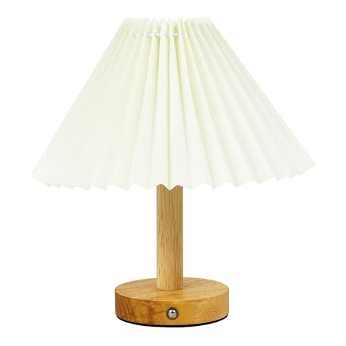 himmel Schreibtischlampe, Plissee Lampenschirm Tischlampe,Kinder Tischlampe für Schlafzimmer, Wohnzimmer, E27 Sockel Lesen neben Lampe (Beige) von himmel