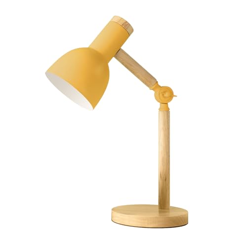 himmel Tischlampe,Einstellbare Holz Tischlampe,Kinder Schreibtischlampe für Schlafzimmer,Wohnzimmer,E27 Sockel Lesen neben Lampe (Gelb) von himmel