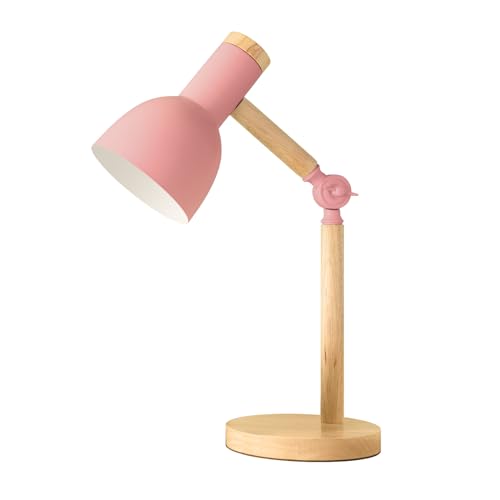 himmel Tischlampe,Einstellbare Holz Tischlampe,Kinder Schreibtischlampe für Schlafzimmer,Wohnzimmer,E27 Sockel Lesen neben Lampe (Rosa) von himmel