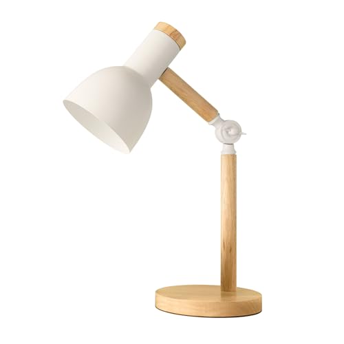 himmel Tischlampe,Einstellbare Holz Tischlampe,Kinder Schreibtischlampe für Schlafzimmer,Wohnzimmer,E27 Sockel Lesen neben Lampe (Weiß) von himmel