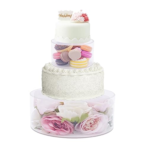 hinnhonay 2*Acrylic Cake Stand,Wedding Birthday Party Cake Riser Display Box,Runde Zylinder Display Riser Display Box,Deco Fillable (10x4 Zoll, 6x4 Zoll) von hinnhonay