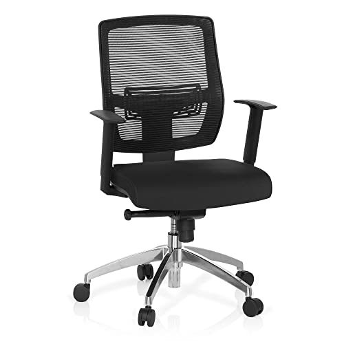 hjh OFFICE 657284 Bürostuhl NET 90 Stoff Schwarz Drehstuhl ergonomisch, Rückenlehne und Armlehnen höhenverstellbar von hjh OFFICE