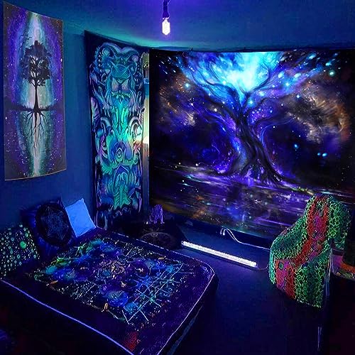 hocadon Wandteppich, 230x180cm Fluoreszenz UV Tapestry, Schwarz UV Licht Wandteppich, Wandtuch, Tapisserie für Schlafzimmer Heim Deko, Party Deko von hocadon