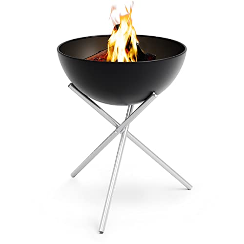 höfats - Bowl 70 Feuerschale mit Edelstahl Dreibein - raucharme Verbrennung - Feuerstelle mit Plancha Grillplatte und Grillrost nutzbar - kippbarer Feuerkorb Stahl emailliert, schwarz, Ø 70 cm von höfats