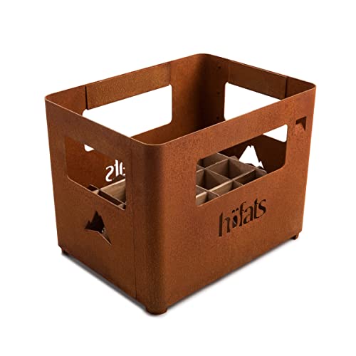 höfats - Beer Box Feuerschale - Getränkekiste, Feuerkorb, Grill, Flaschenöffner und Hocker in einem - für Garten und Terrasse - Corten-Stahl - Rost-Optik von höfats