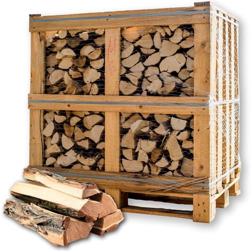 holz4home® Brennholz Eiche Kammergetrocknet 25 cm 1RM/ 1,6 SRM I 450-500 kg auf Palette I Ideal als Holz für Ofen Kamin BBQ I optimales Feuerholz Eichenholz von holz4home
