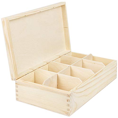 Holz Kiste Tee-Box Aufbewahrungskiste 29 x 17 x 8 cm Tee Haushaltskiste 8 Fächer Box von holzalbum