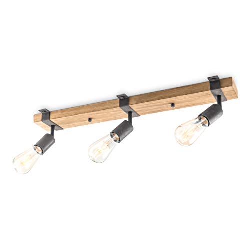 Home Sweet Home Landhaus LED Deckenleuchte | Denton | 60/9/14cm | Anthrazit | Deckenstrahler 3 Flammig | Holz und Metall | E27-Fassung von home sweet home collection