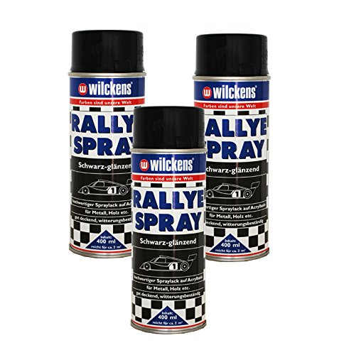 3 x Wilckens Spraydose Rallye Spray Lack schwarz glänzend a 400ml 0,99 EUR=100ml von Wilckens