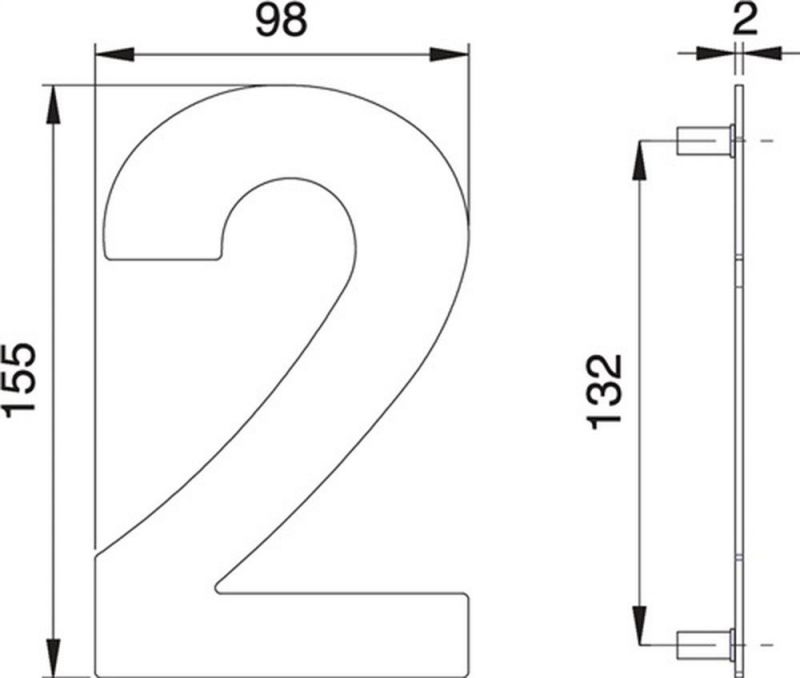 Dieckmann Hausnummer (Edelstahl matt / 150 mm Breite 98 mm) - 2502/0000/00 von Dieckmann