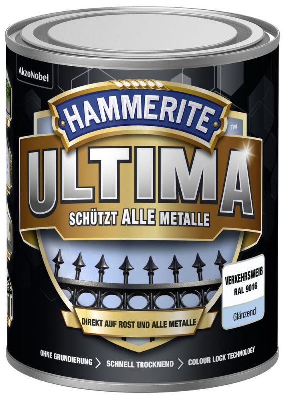 HAMMERITE Metallschutz-Lack ULTIMA Verkehrsweiß Glaenzend 750ml - 5379725 von Hammerite