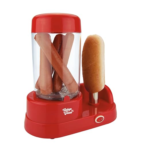 JOCCA – Hot-Dog-Maschine/ 6 Würstchen, mit Wassertank und Stahlstab zum Erhitzen des Brotes/ Leistung 350 W/ Beleben Sie Ihre Partys/ rote Farbe von Jocca