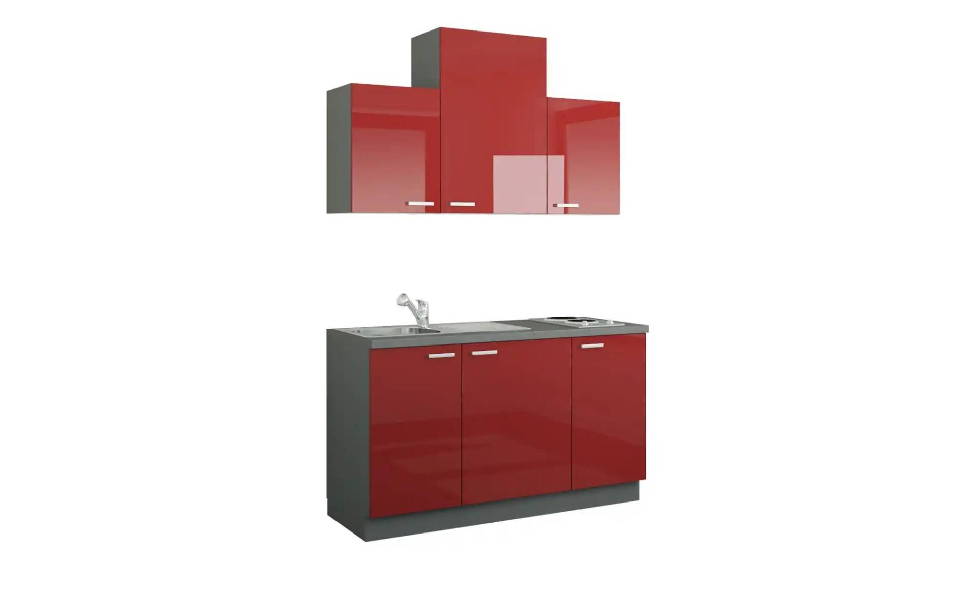 Küchenzeile mit Elektrogeräten ¦ rot ¦ Maße (cm): B: 150 Küchen > Küchenblöcke mit E-Geräten - Möbel Kraft