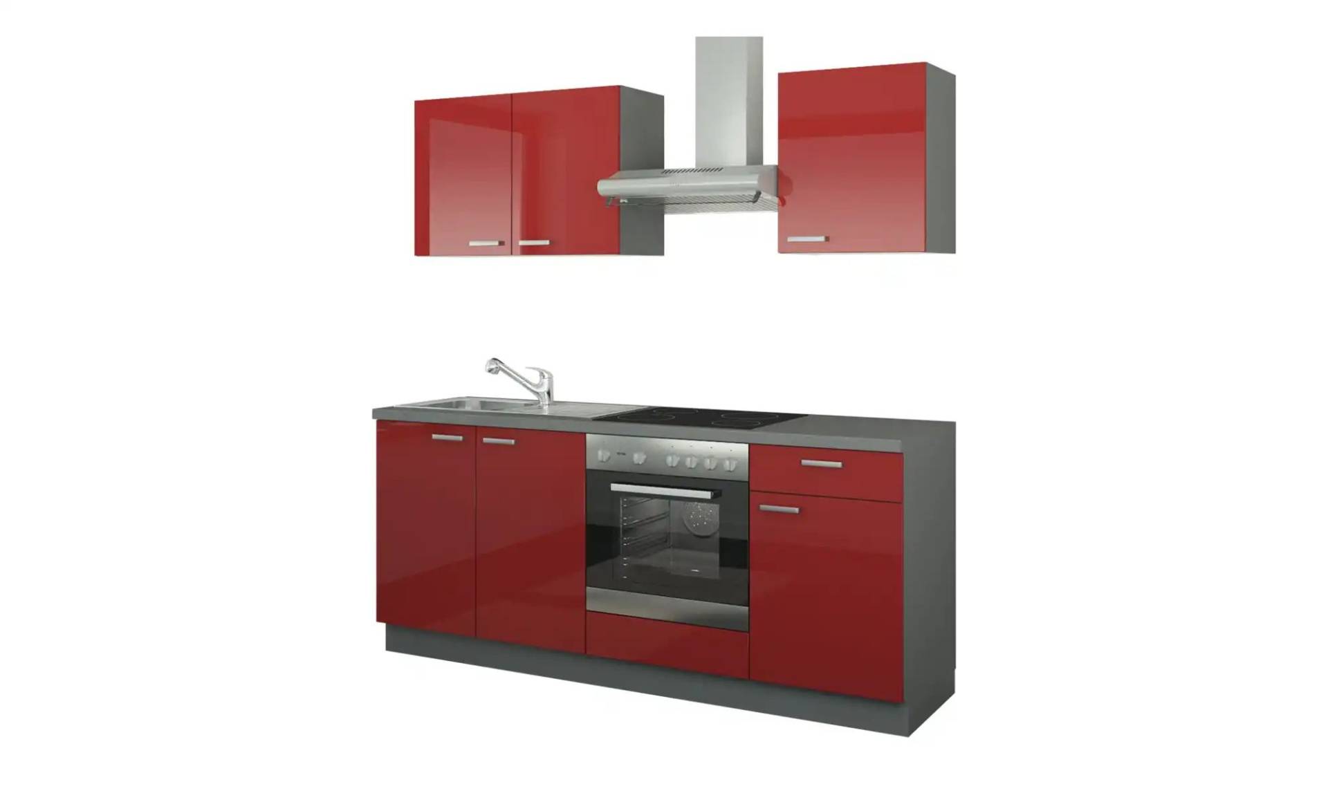 Küchenzeile mit Elektrogeräten ¦ rot ¦ Maße (cm): B: 200 Küchen > Küchenblöcke mit E-Geräten - Möbel Kraft