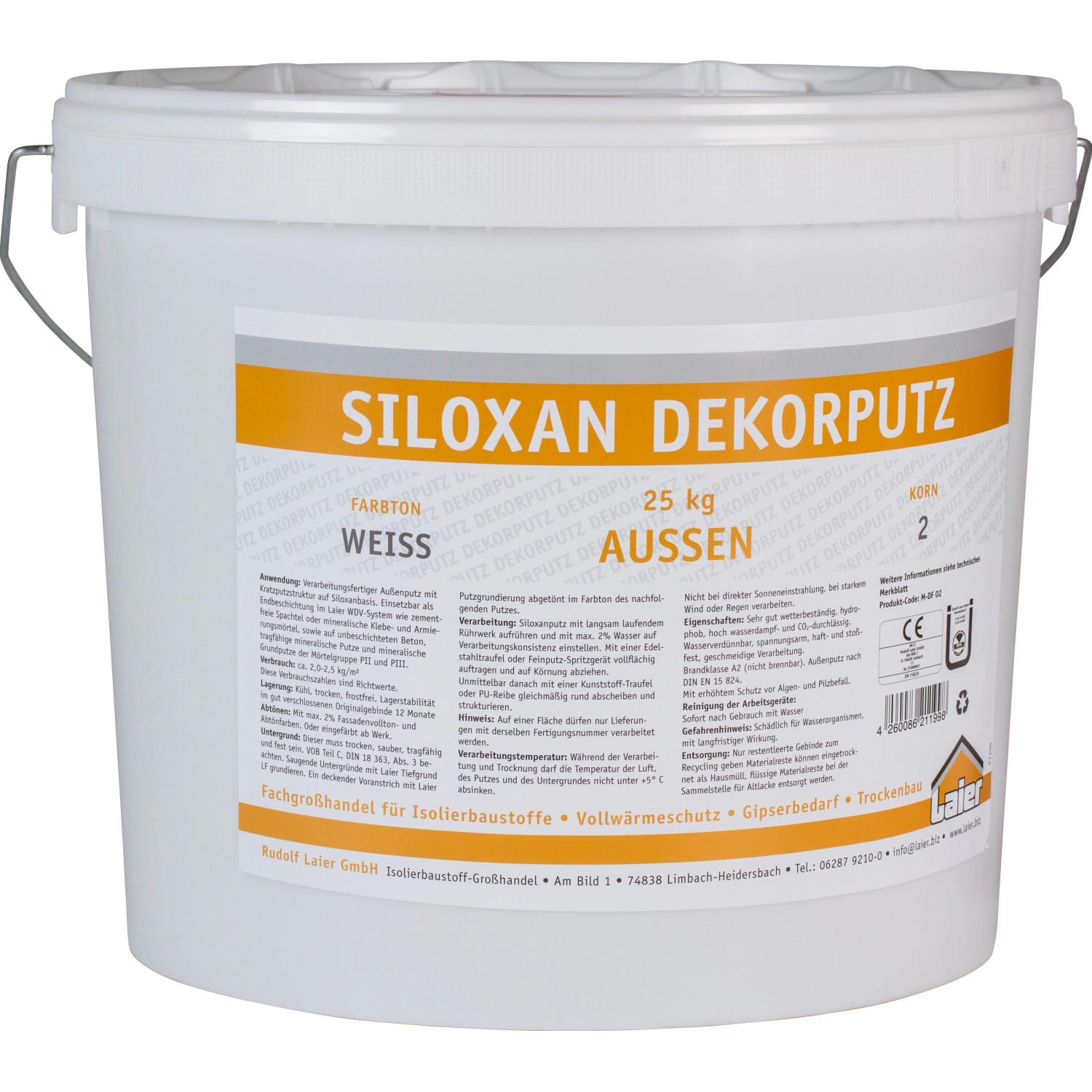 Laier Siloxan-Dekorputz Körnung 2 mm Weiß 25 kg von -