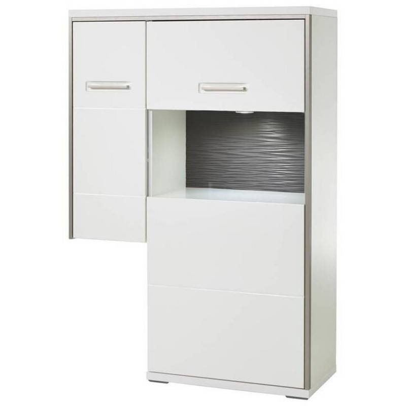 Livetastic HIGHBOARD Grau, Silber, Weiß, Weiß Hochglanz