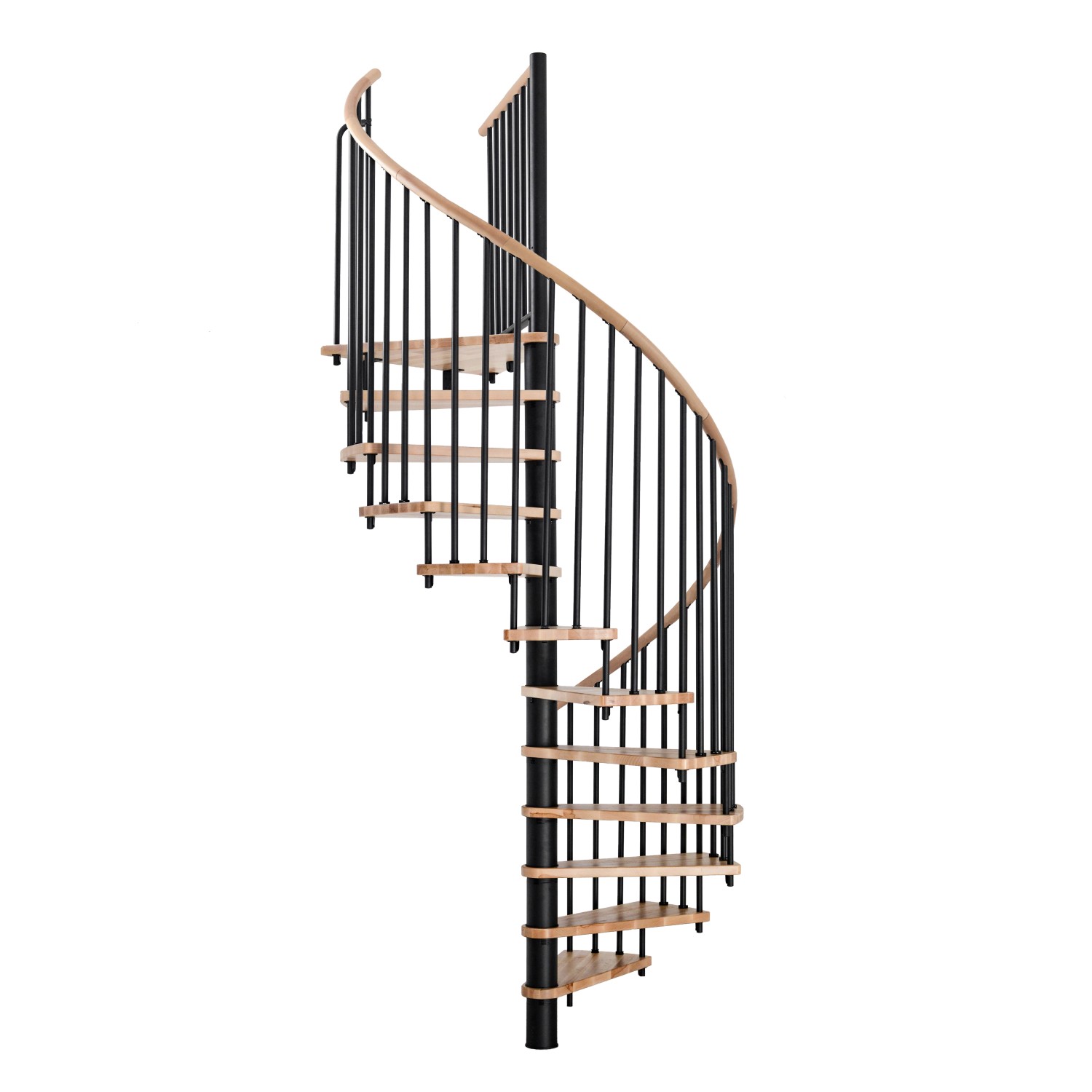 Minka Spindeltreppe Spiral Wood Buche Schwarz Ø 160 cm Geschosshöhe bis 305,5 cm von Minka