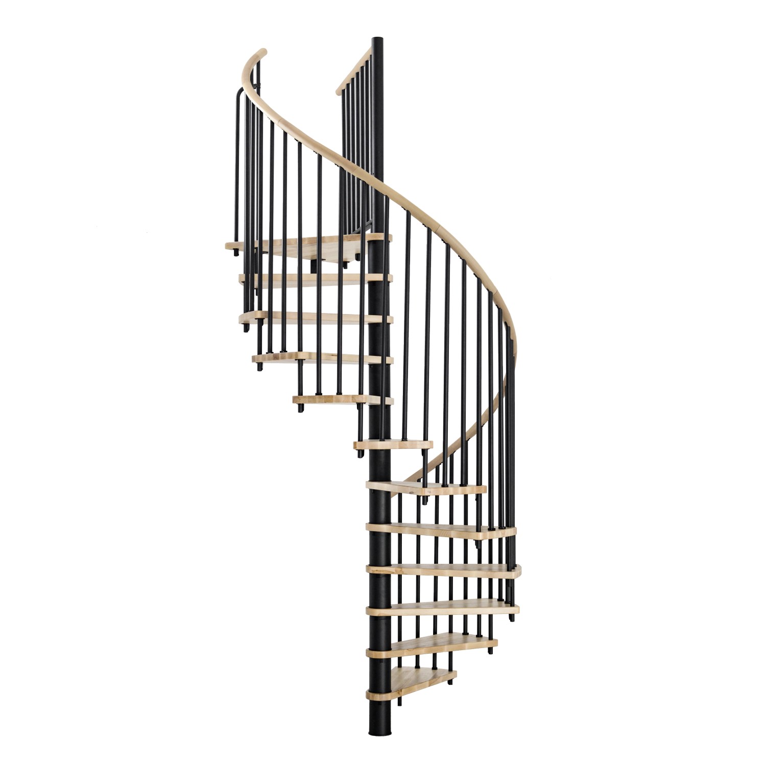 Minka Spindeltreppe Spiral Wood Eiche Schwarz Ø 120 cm Geschosshöhe bis 305,5 cm von Minka