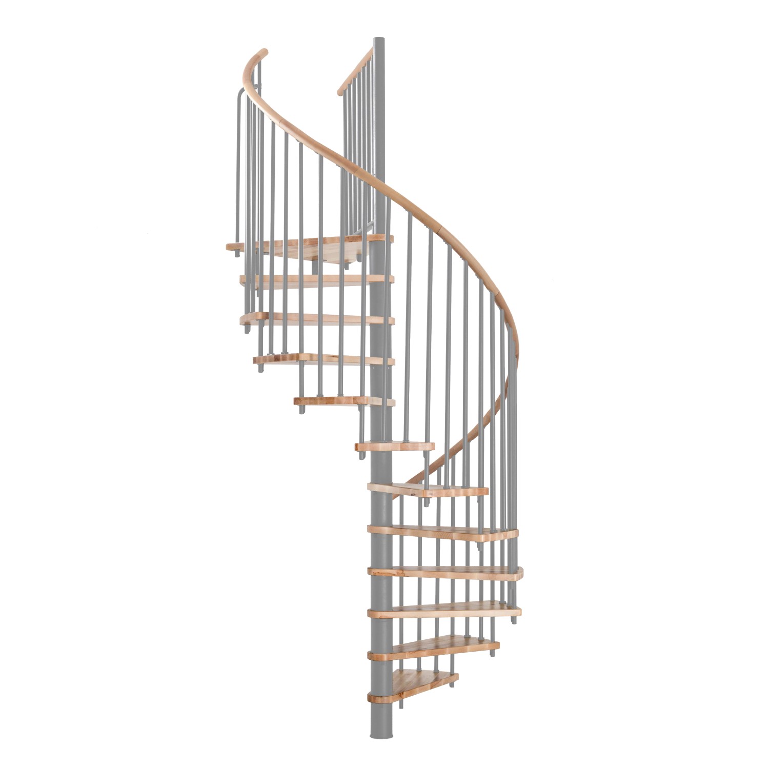 Minka Spindeltreppe Spiral Wood Buche Grau Ø 140 cm Geschosshöhe bis 305,5 cm von Minka