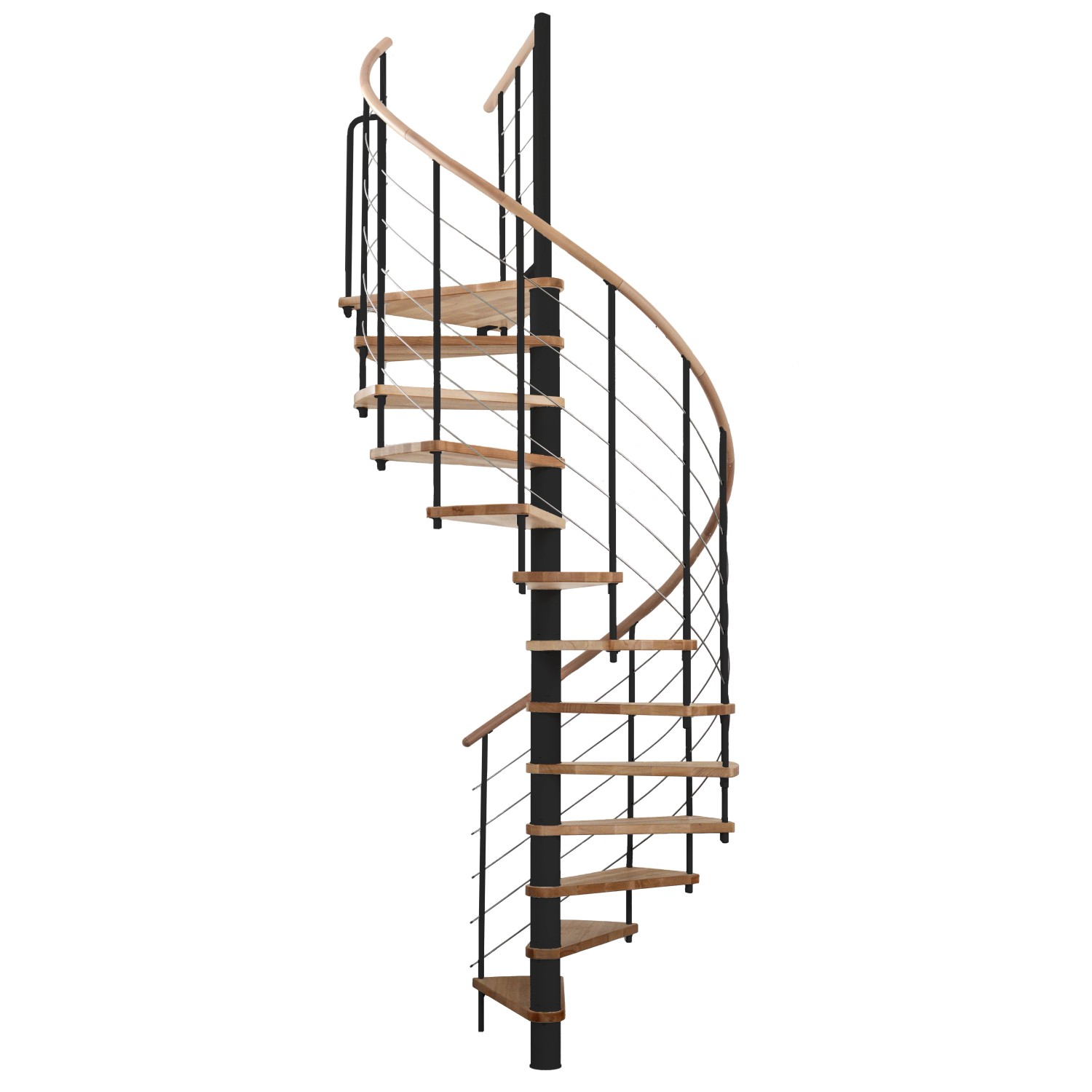 Minka Spindeltreppe Venezia Buche Schwarz Ø 160 cm Geschosshöhe bis 305,5 cm von Minka