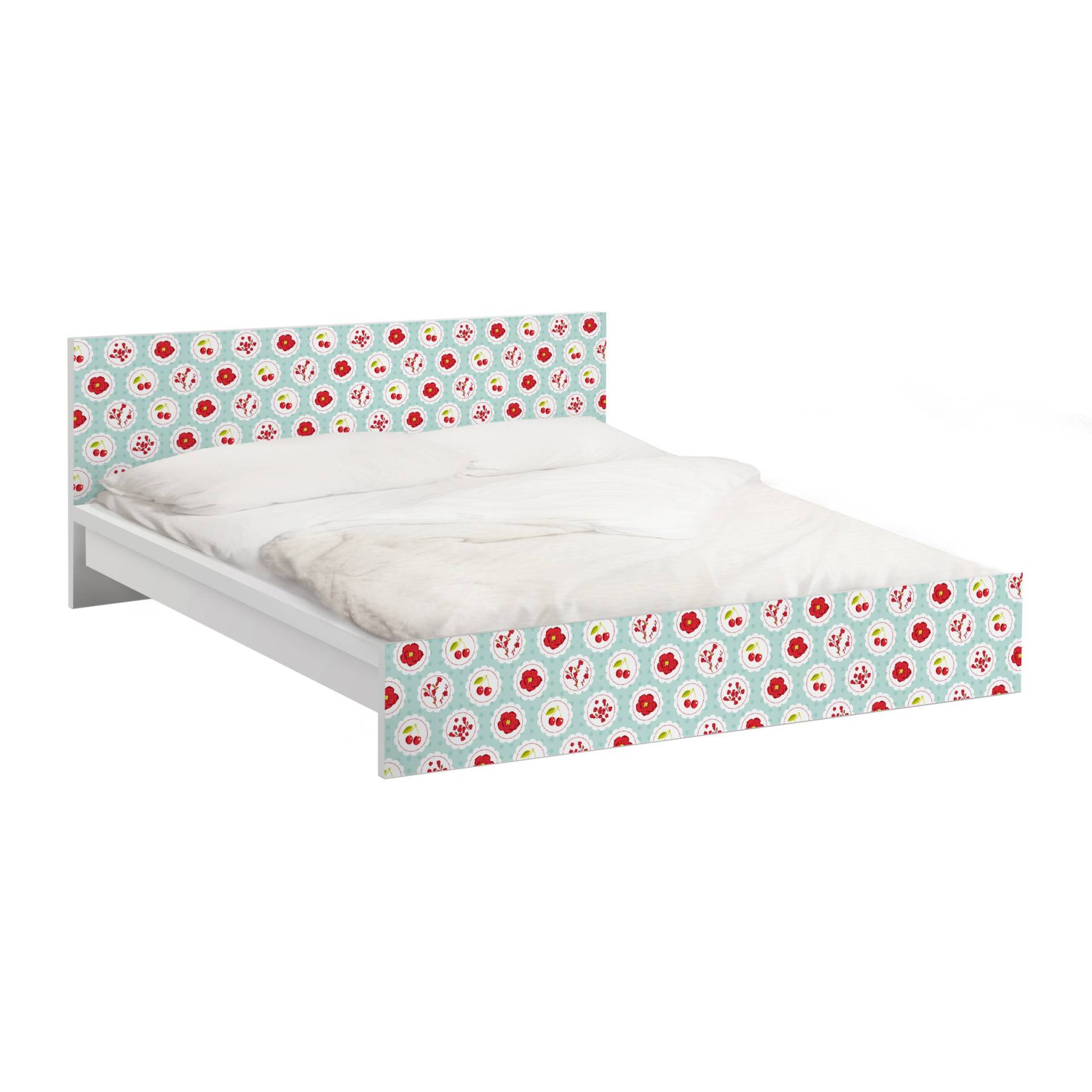 Möbelfolie für IKEA Malm Bett 160 cm Breite Kirschen Design