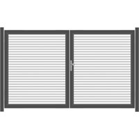 SYSTEM RHOMBUS Doppeltor-Set in Weiß Breite 3000mm Höhe 1800mm Links ohne Klinke zum Einbetonieren Silber Manuell betrieben