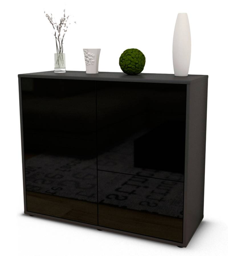 Sideboard Carla | | Front in Hochglanz Schwarz | 92x79x35cm (BxHxT)