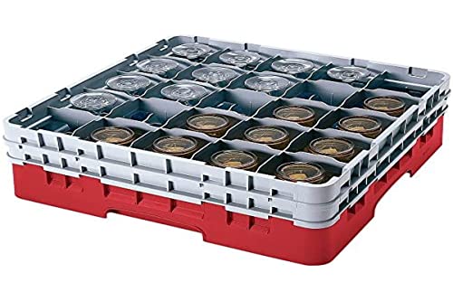 Voetglazenkorf m/2 opzetstukken 500x500 H 184mm max 133mm 25 comp. Cambro 25S434-416 Cranberry von Cambro