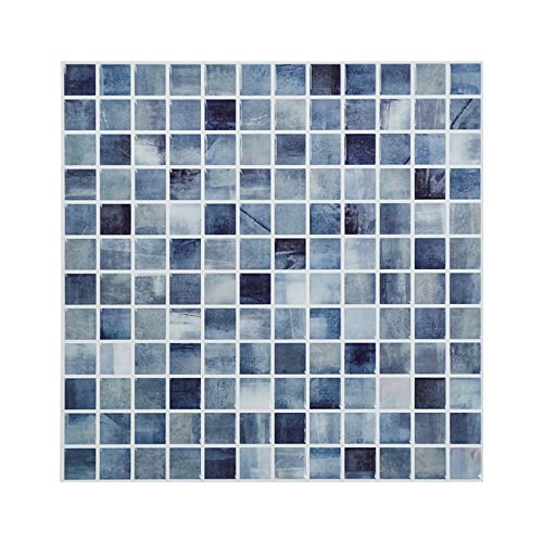 10 stück 3D Selbstklebende Fliesenaufkleber, Blau Mosaik Fliesenaufkleber Klebefliesen küche bad Wandfliesen (25.4x25.4 cm) von HOMEART