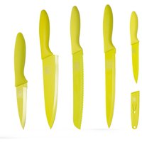 homiez 5-teiliges Messerset ColourCut mit Klingenschutz, Schäl-, Allzweck-, Schinken-, Brot- und Kochmesser, in limette von homiez