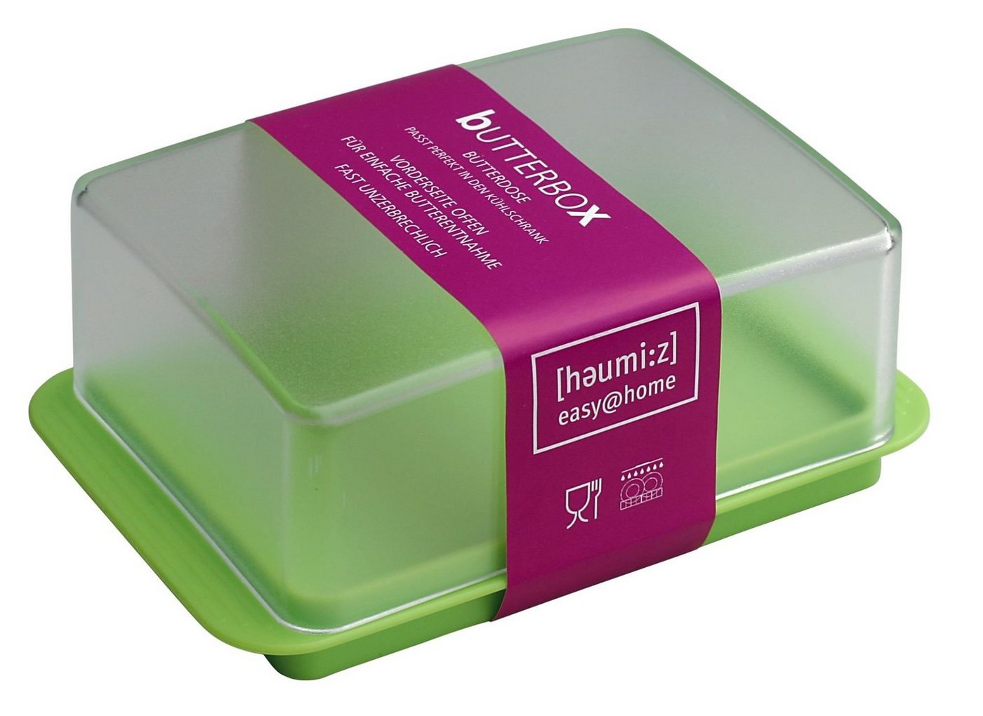 homiez Butterdose, Kunststoff, für normales Butterstück (250g), milchig transparenter Deckel von homiez