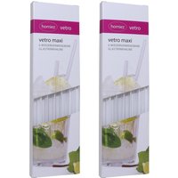 homiez Glas-Trinkhalm VETRO maxi 12er Set aus Sicherheitsglas, 20 cm, umweltschonender, wiederverwendbarer Trinkhalm, Strohhalm, spülmaschinengeeignet von homiez