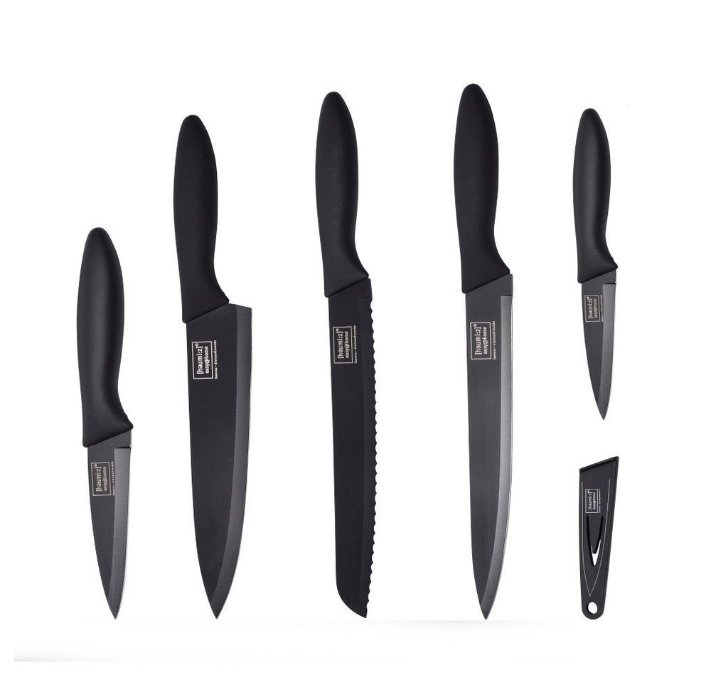 homiez Messer-Set (Set, 5-tlg), 5-teiliges Messerset ColourCut, mit Klingenschutz, in schwarz von homiez