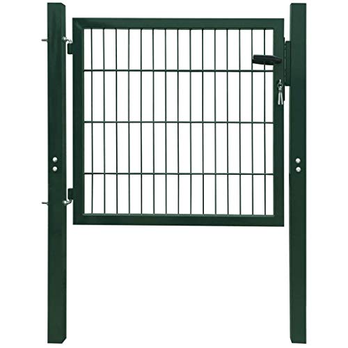 HOMIUSE Zauntor Stahl Grün 105x150 cm Gartentor Metall SgartentüR Ichtschutz Garten Gate Premium Gartentür Hochbelastbares Schloss mit 2 Schlüsseln Verschraubtes Scharnier Rost-und Korrosionsschutz von homiuse