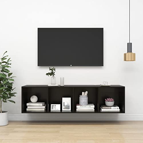 homiuse TV-Wandschrank Hochglanz-Schwarz 37x37x142,5 cm Holzwerkstoff Design TV Board Fernsehschrank Fernsehtisch TV Lowboard TV Kommode TV Schrank TV Unterschrank TV Cabinet von homiuse